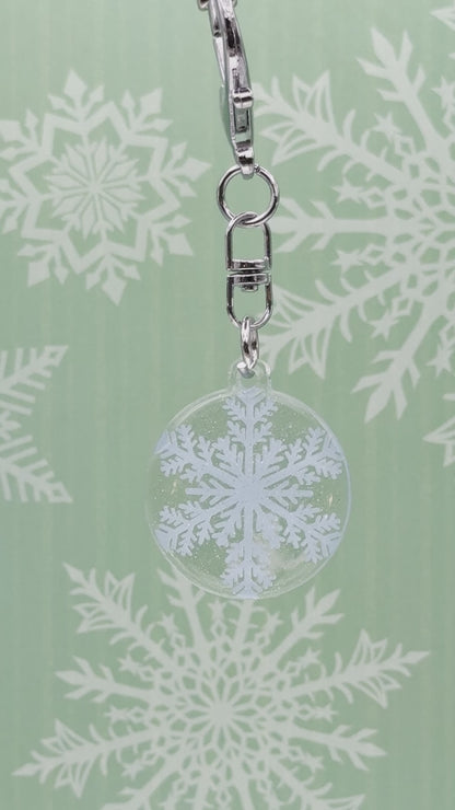 Sparkly Snowflake Bag Charm Keychain - USA Made Acrylic Winter Accessory for Purses & Keys! Fun & Unique!