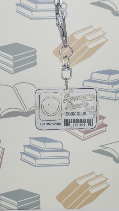 Romance Reader Acrylic Book Club Bag Charm Keychain