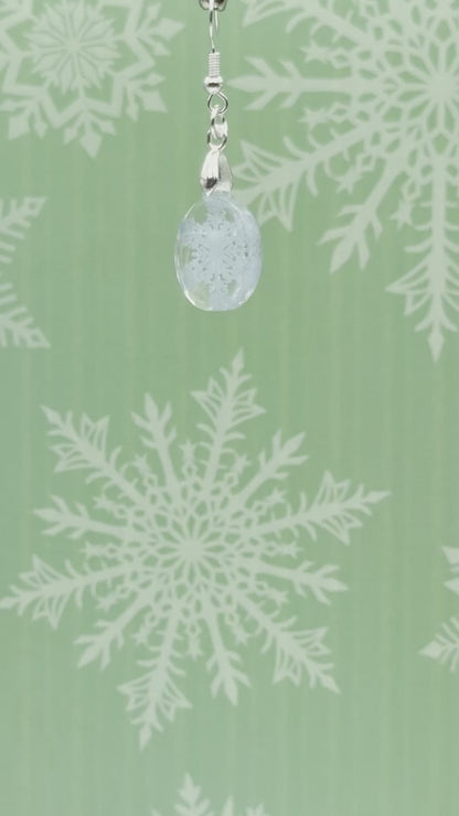 Winter Snowflakes Dangle Earrings - Handmade Acrylic, Hypoallergenic