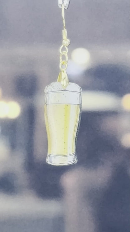 Beer Glass Dangle Earrings - Handmade Acrylic Jewelry