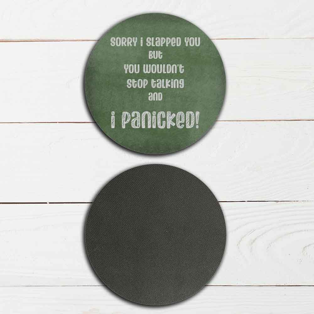Set of 4 - 4"  Sarcastic Sayings Coasters - TPE - Polyester with Rubber Back