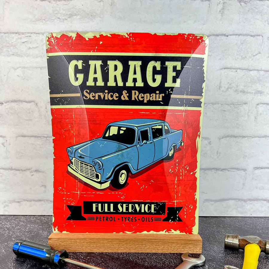 Unique Aluminum Sign with Stand - Garage Service and Repair