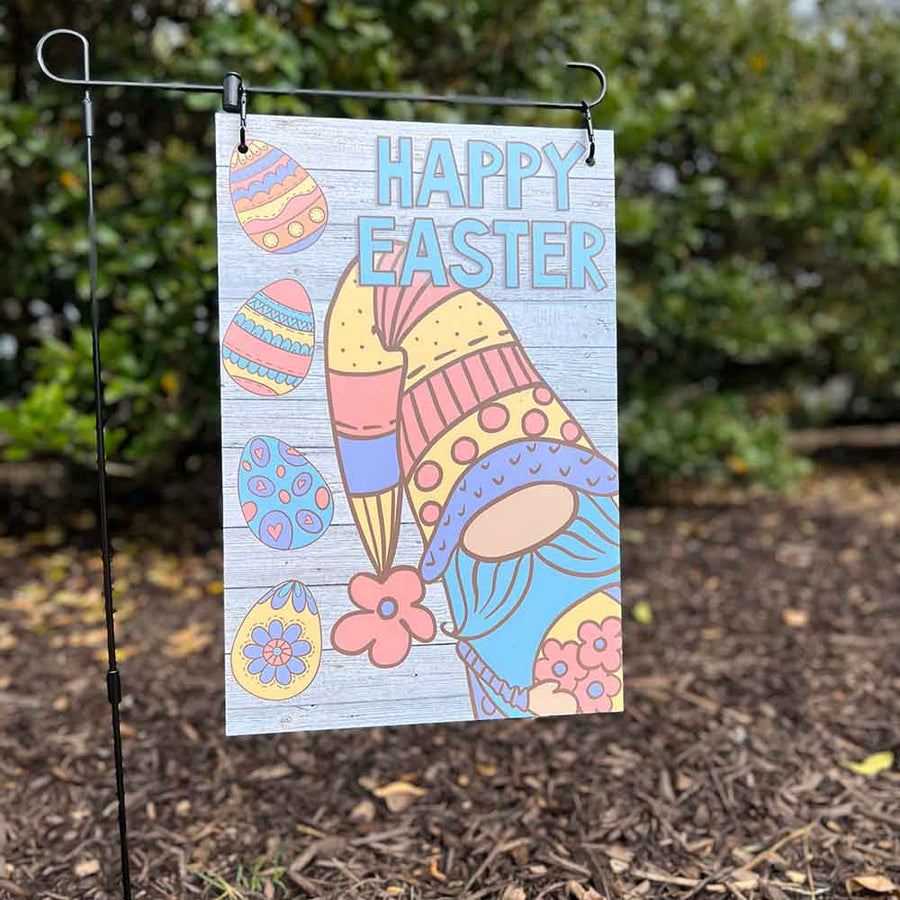 Garden Flag - Happy Easter - Gnome