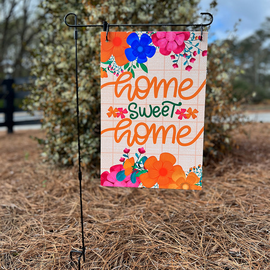 Garden Flag - Home Sweet Home - Colorful Flowers