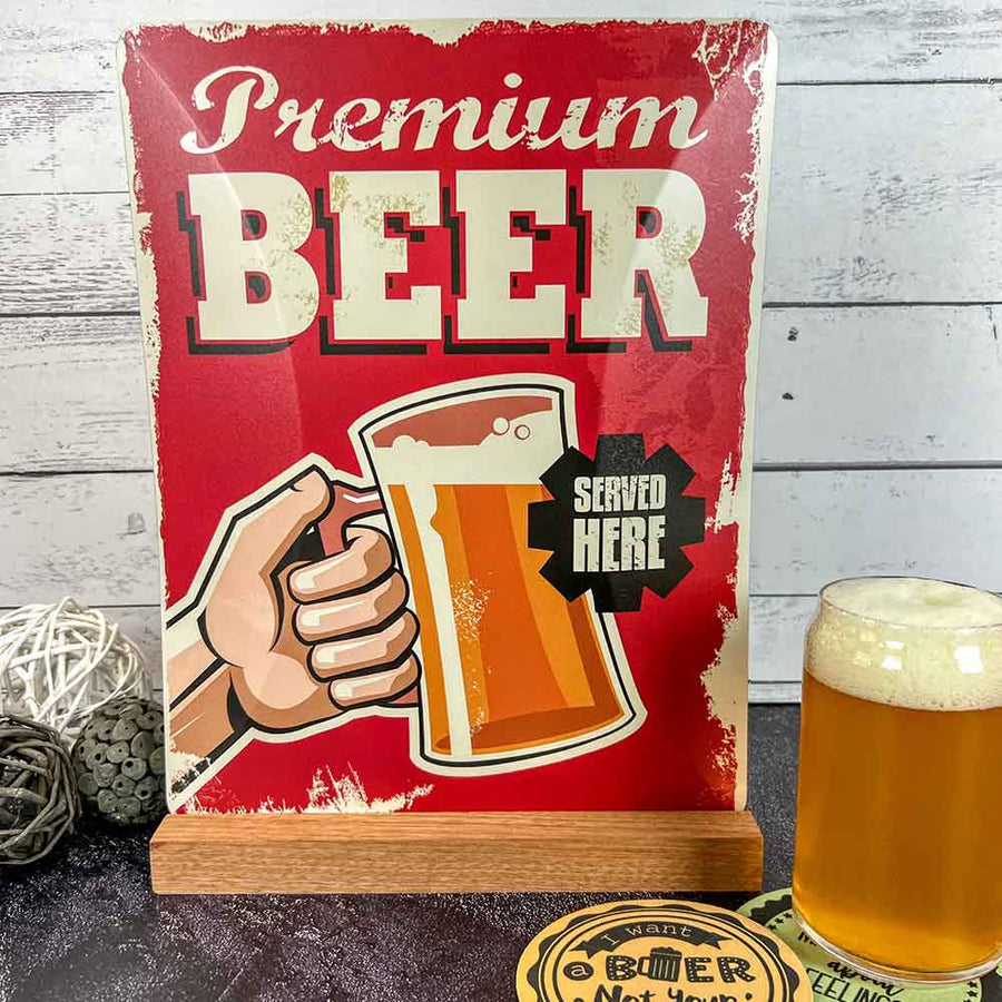 Unique Aluminum Sign with Stand - Premium Beer