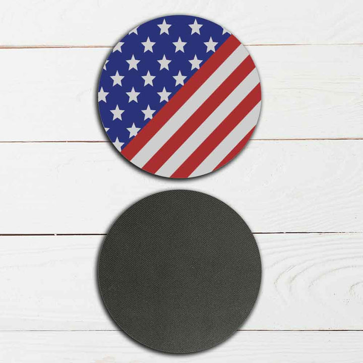Set of 4 - 4" Patriotic Stars and Stripes Coasters - TPE - Polyester with Rubber Back