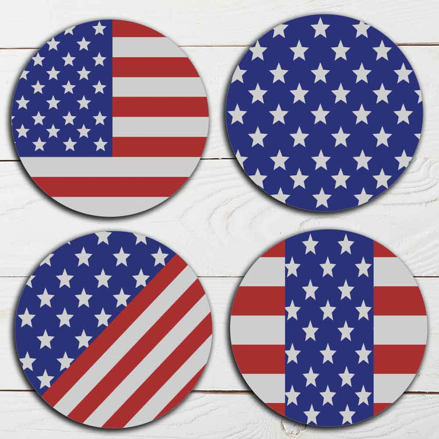 Set of 4 - 4" Coasters - TPE - Polyester with Rubber Back