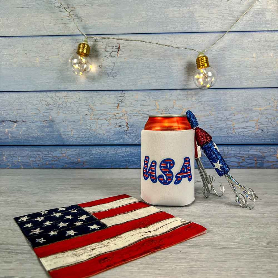USA Stars and Stripes Can Cooler